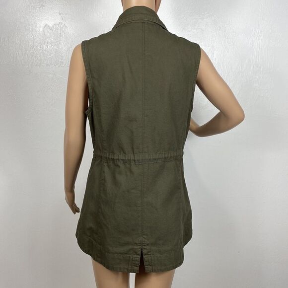 Sebby Olive Green Military Style Zip Up Utility Vest - Picture 5 of 9